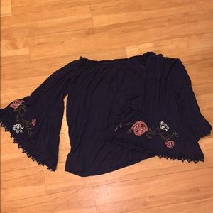 Dark blue off the shoulder top